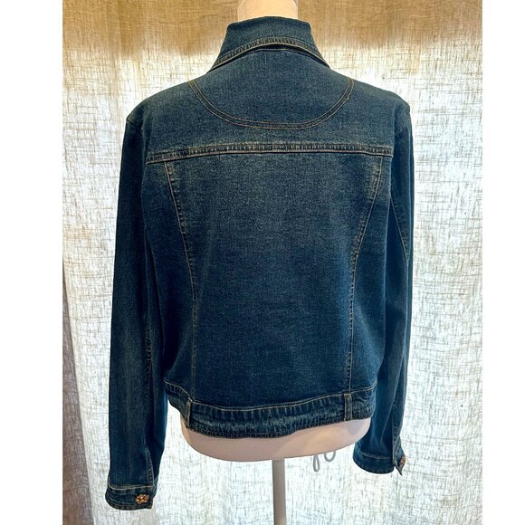 BEREK 2 by Takako Sakon Denim Jean Jacket—Crystal Buttons & Floral Lining Large - Picture 11 of 16